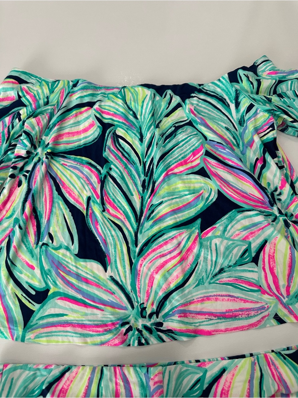 Tropical Floral  Top and Wide Leg Pants - Mint, Navy & Pink. - Picture 8 of 14